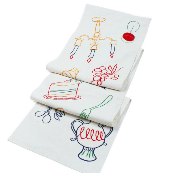 Fete Linen Embroidered Runner (Size: 15” x 85”)