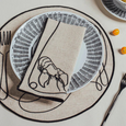 Line Drawing Embroidered Linen Napkins (Set of 4)