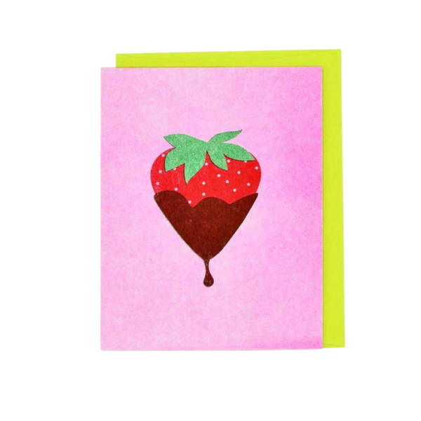 Chocolate Covered Strawberry Risograph Card