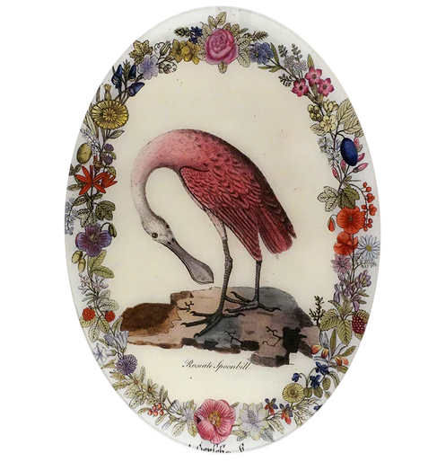 Spoonbill with Flowers Oval Tray