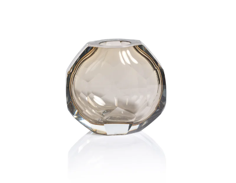 Hand Cut Taupe Glass Vase