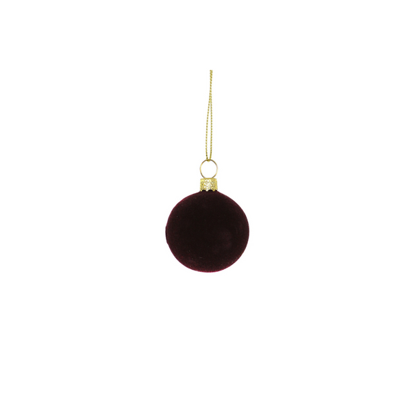 Crushed Velvet Ball Ornament - Oxblood Tiny