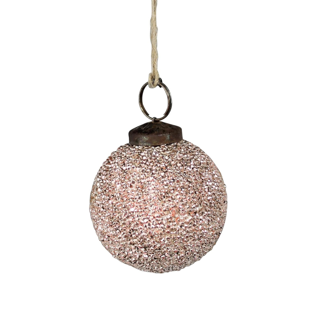 Crystalized Glass Ornament | Blush Pink 4"