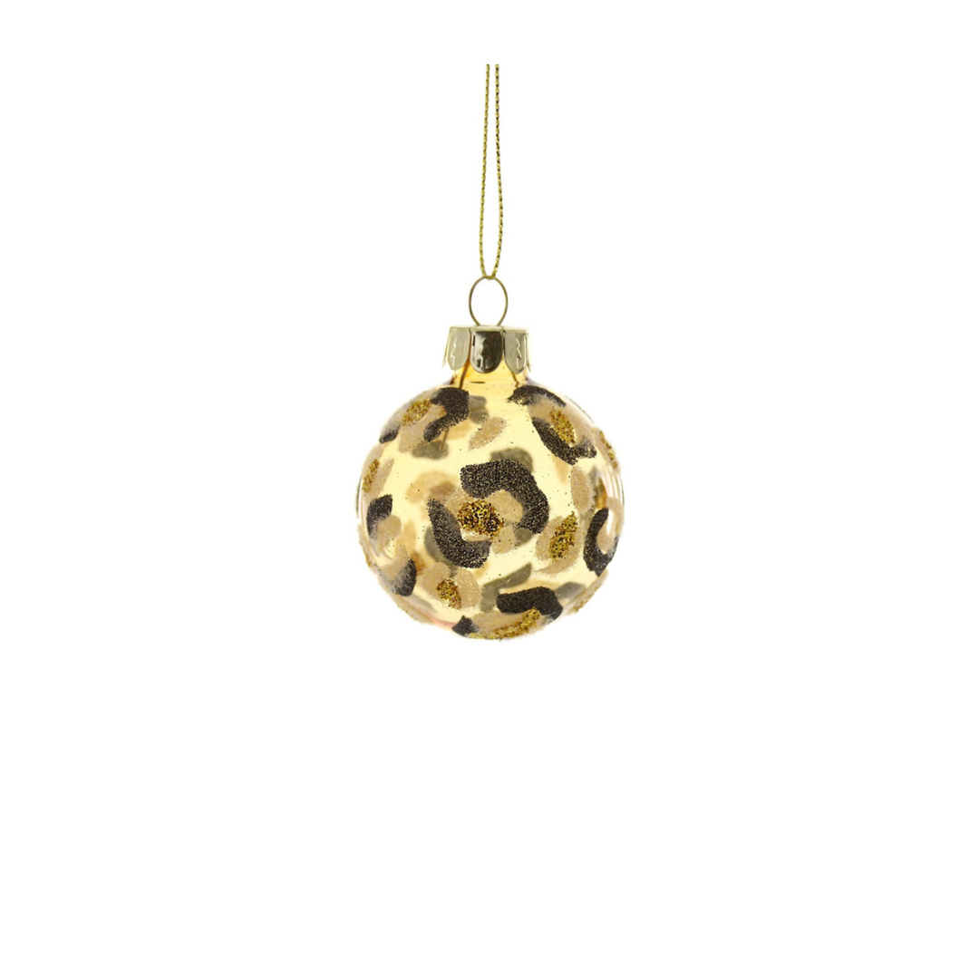 Glittered Cheetah Bauble Ornament - Small
