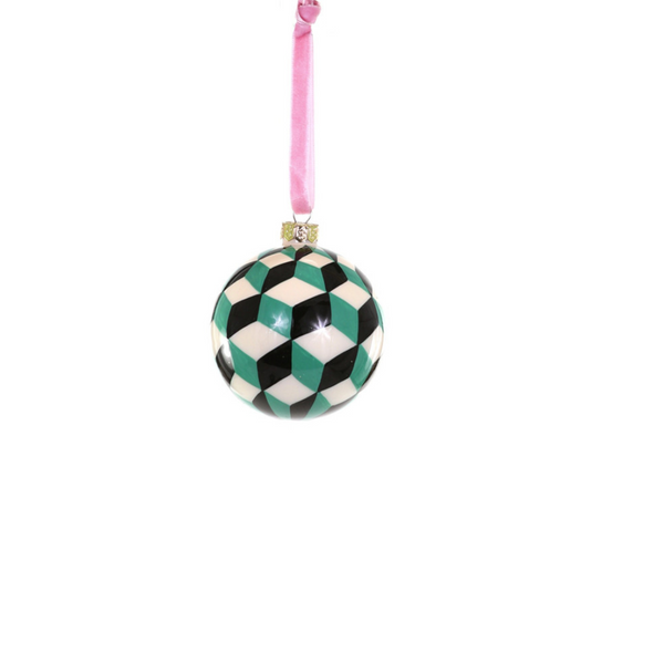 Green Tumbling Block Bauble Ornament | Small