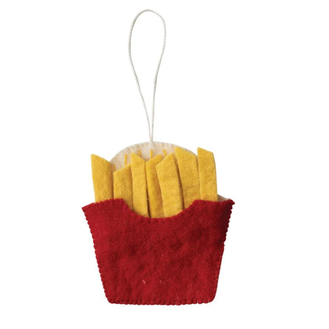 Handmade Wool Felt French Fries Ornament, Red & Yellow