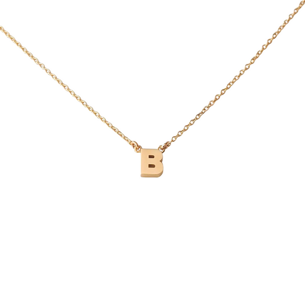 Silver Karlie Collection Artisan Block Initial Charm Letter B Necklace -  The Black Bow Jewelry Company