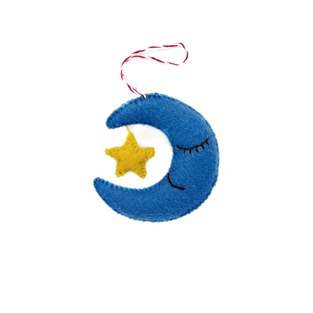 Moon & Star Felt Wool Ornament