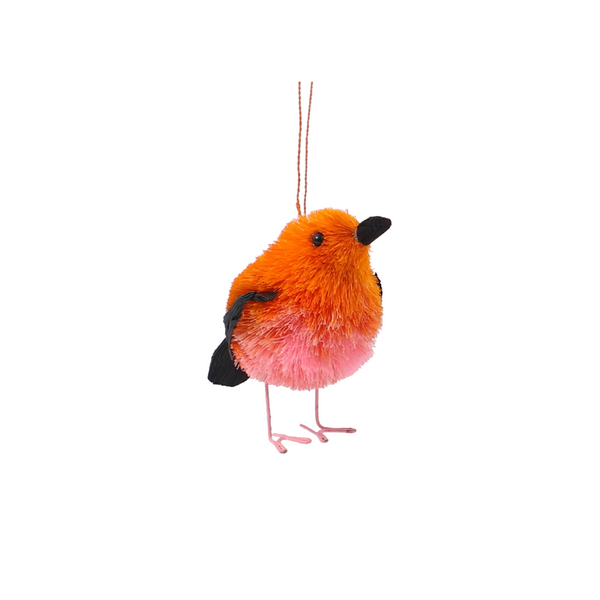 Pink Christmas Bristle Bird Ornament