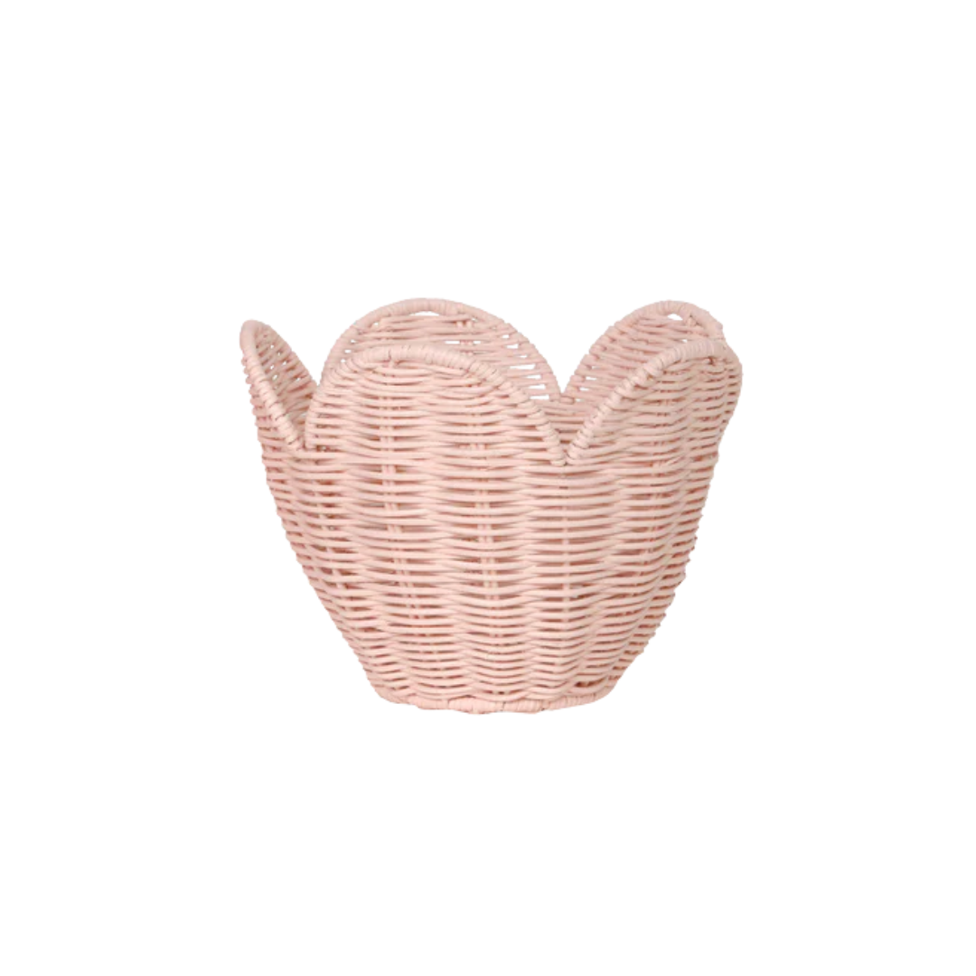 Rattan Lily Basket Small | Blush
