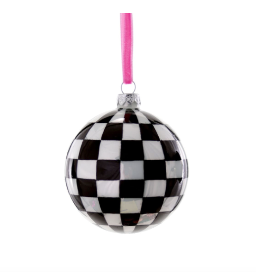 Checkered Bauble Ornament | Large Black