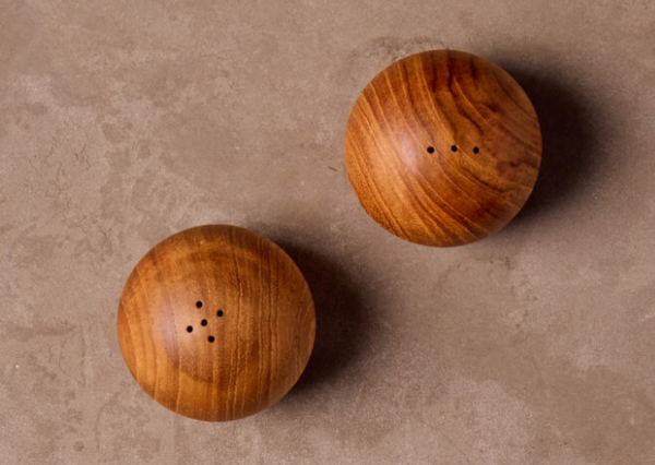 Teak Salt + Pepper Spheres Set