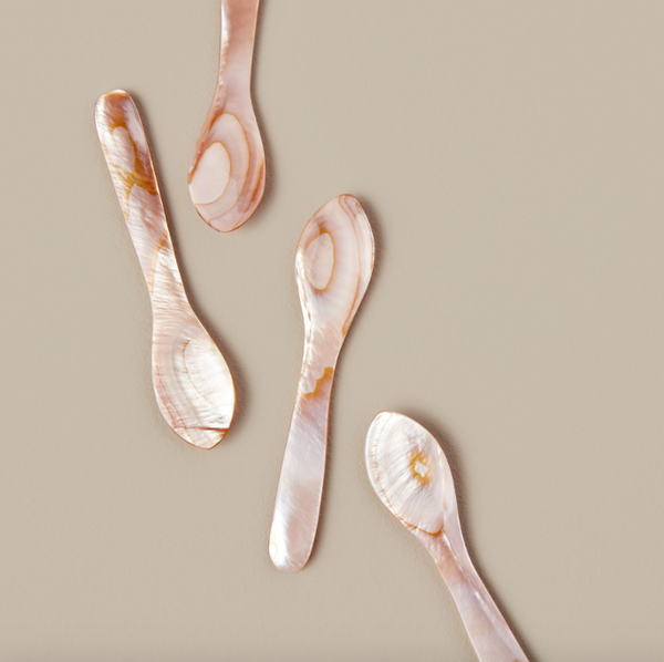 Lg Brown Seashell Spoons 4pc