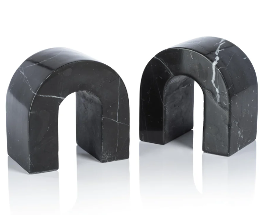 Black Marble Arch Bookend Set