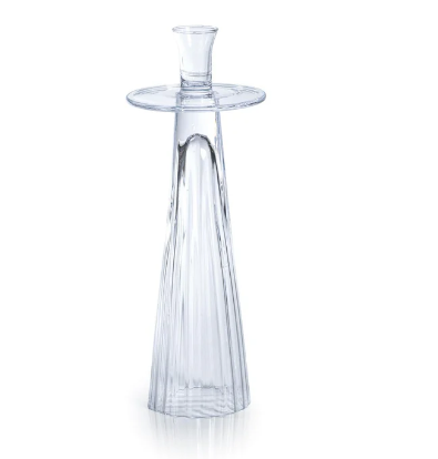 Small Ribbed Glass Taper Holder