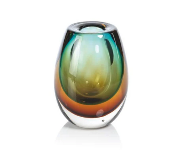 Aqua & Yellow Crystal Bloom Vase