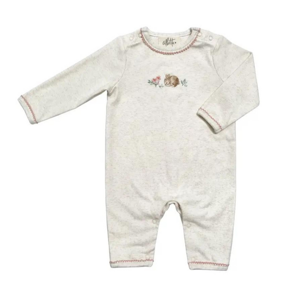 Embroidered Baby Hare Marl Babygro 0-3 Mnths