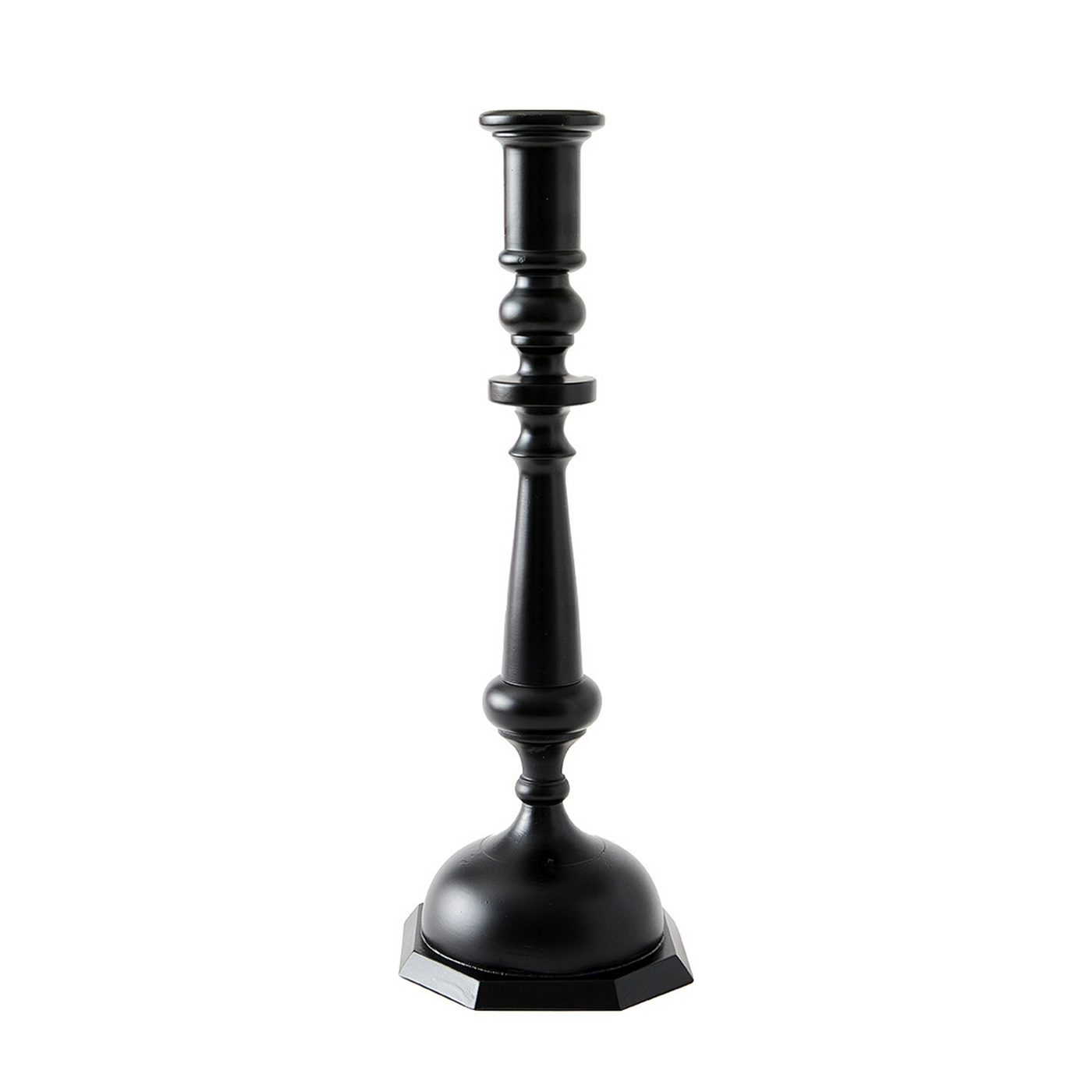 Black Lacquer Georgian Altar Candlestick