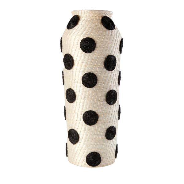 Spotted Large Tall Vase - Cream with Black Spots