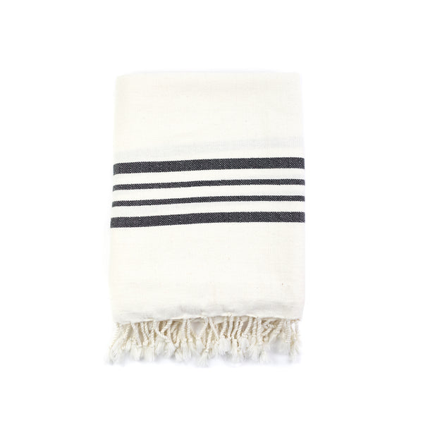 Natural Striped Bath Towel - Beige