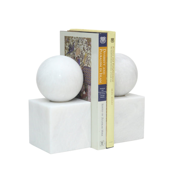 Ball & Cube Bookends - Pearl